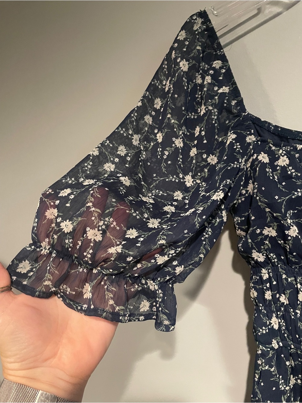Trixxi Navy Blue Floral Print Midi Dress Boho Style Size Small - Picture 3 of 9